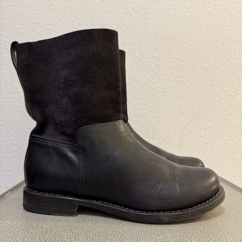 Rag & Bone Black Leather Suede Mid Calf Boots Goodyear Construction 39.5
